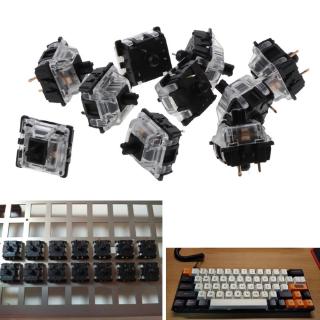 NIKI 10Pcs Mechanical Keyboard Gateron MX 3 Pin Black Switch Transparent Case