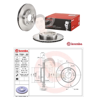 09 7291 20 จานเบรค ล้อ F (ยี่ห้อ BREMBO) รุ่น Std Benz W201 190E 2.3-2.6 ปี1992-1995***ราคาต่อข้าง