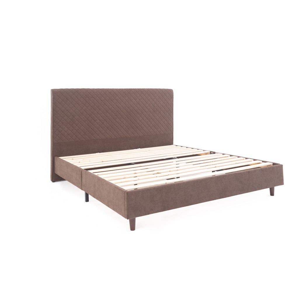 PATEX เตียงไม้ หัวเตียงบุผ้า โมเดิร์นดีไซน์ โครงเตียงระแนงไม้ Slat ระบายอากาศ ขนาด 5ฟุต