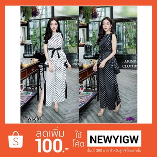 Set 2 ชิ้น สวยๆ เสื้อ+กางเกง ผ้าไหมอิตาลีลายจุด 6887