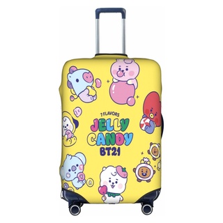 ผ้าคลุมกระเป๋าเดินทาง แบบหนา ยืดหยุ่นสูง ลาย BTS BT21 18 24 28 32 นิ้ว