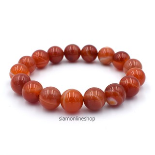 AGATE หินอาเกต โมรา สีส้ม ขนาด 10 มม. อาเกตไฟ สร้อยข้อมือหินแท้ by siamonlineshop