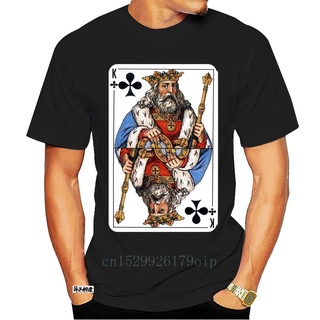 เสื้อยืดผ้าฝ้าย ขายดี เสื้อยืดแขนสั้น คอกลม พิมพ์ลาย King of Clubs Playing Card สไตล์วินเทจ คลาสสิก สําหรับผู้ชาย 1278D