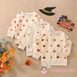 Babygarden-0-6years เสื้อกันหนาวแขนยาว คอกลม พิมพ์ลายฟักทอง ผี ฮาโลวีน สําหรับเด็ก