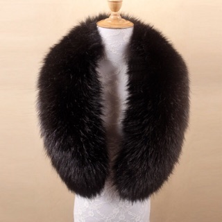 hood fur/collar fur สีดำ