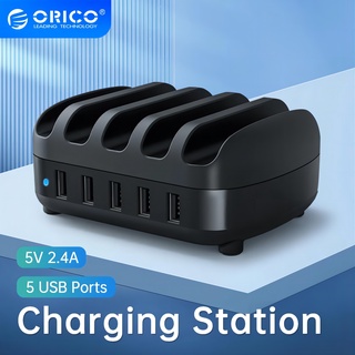 Orico แท่นชาร์จ USB 5 พอร์ต พร้อมที่จับ 40W 5V2.4A สายชาร์จ USB ฟรีสายเคเบิล USB สําหรับ iPhone PC แท็บเล็ต