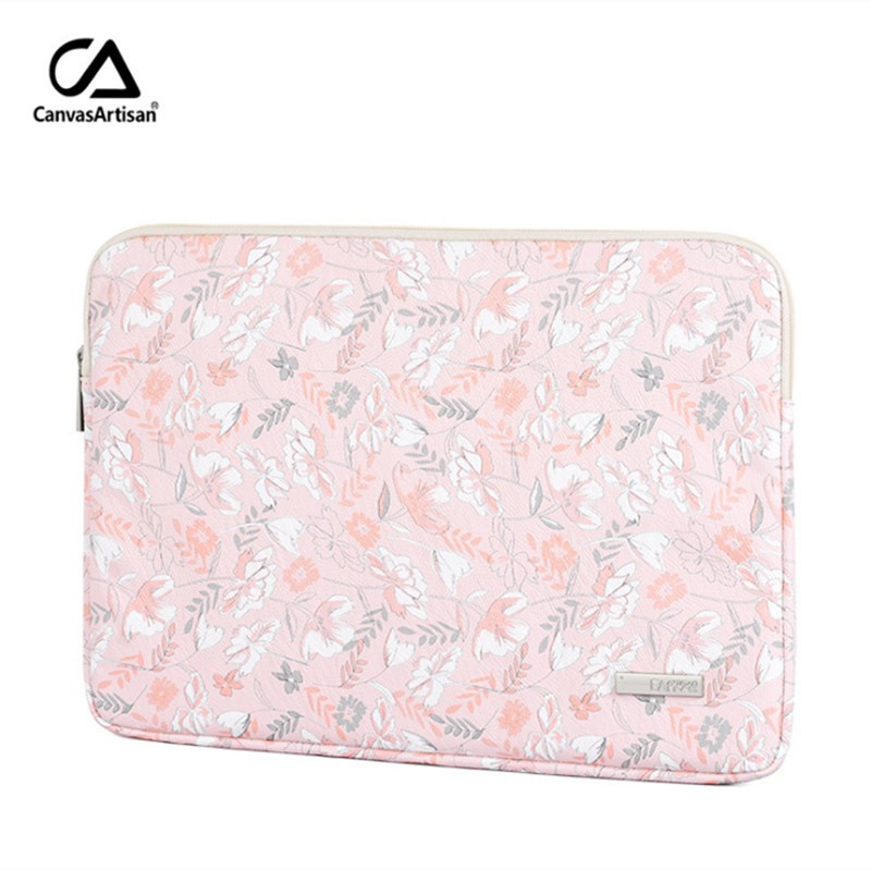 ₪CanvasArtisan Pink Floral Pattern Laptop Bag Waterproof Shockproof Leather Cover for Tablet Sleeve Case for Matebook A #6
