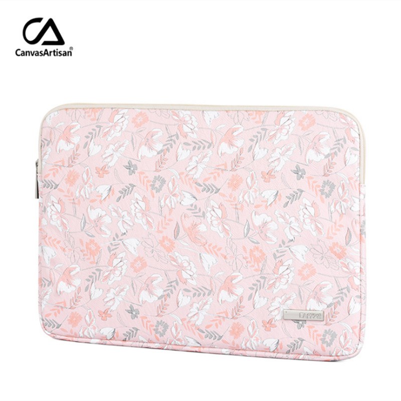 ₪CanvasArtisan Pink Floral Pattern Laptop Bag Waterproof Shockproof Leather Cover for Tablet Sleeve Case for Matebook A #8