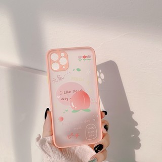 sale 🇹🇭 เคสไอโฟน ลูกพีช หลังขุ่น กันรอยนิ้วมือ ขอบนิ่ม case iphone