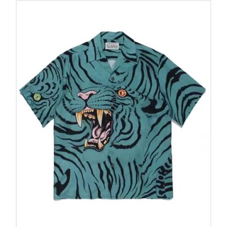 2OSL 22SS WACKO MARIA TIM LEHI tiger head Cloud Tiger pattern short sleeve shirt