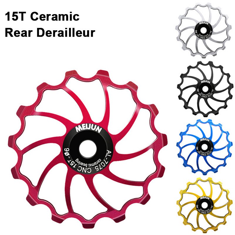 1pcs จักรยานเซรามิครอกอลูมิเนียมด้านหลัง Derailleur 15T/16T/17T/18T ขี่จักรยานเซรามิคแบริ่ง Jockey ล้อกลางแจ้งขี่จักรยานเครื่องมือ