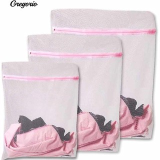 Gregorio 3Pcs ถุงซักรีดเสื้อผ้าป้องกันจากเครื่องซักผ้าไนล่อนสุทธิซักถุง