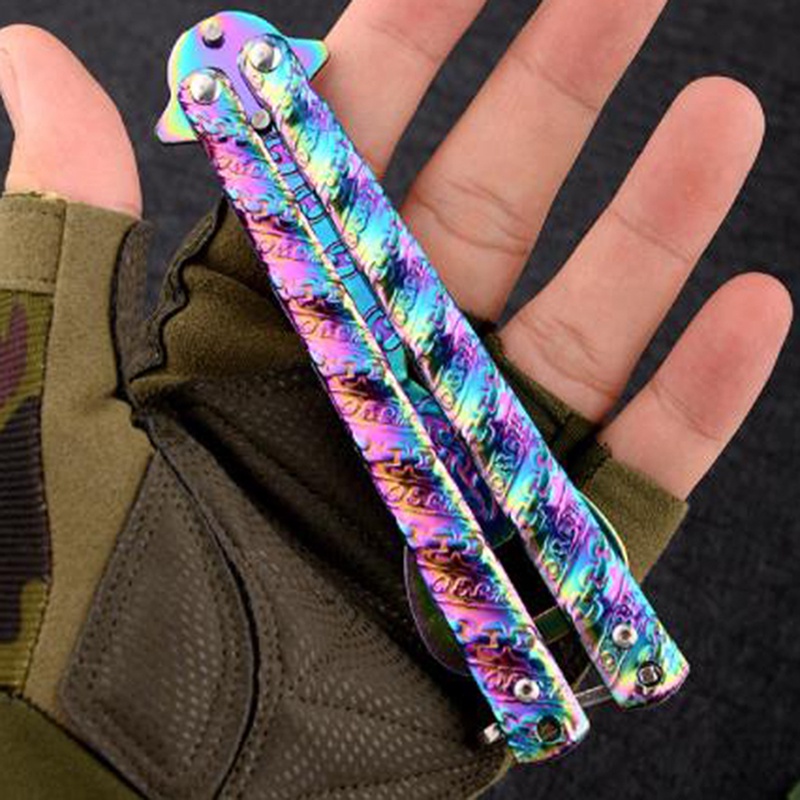 ผีเสื้อSteel Cutter Practice Training Butterfly Knife Bottle Opener Hair Comb Styling Tool