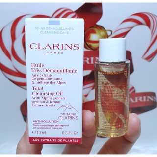 ออยล์ล้างเครื่องสำอางค์ แท้💯%Clarins total cleansing oil with alpine golden 10ml. มีฉลากไทย