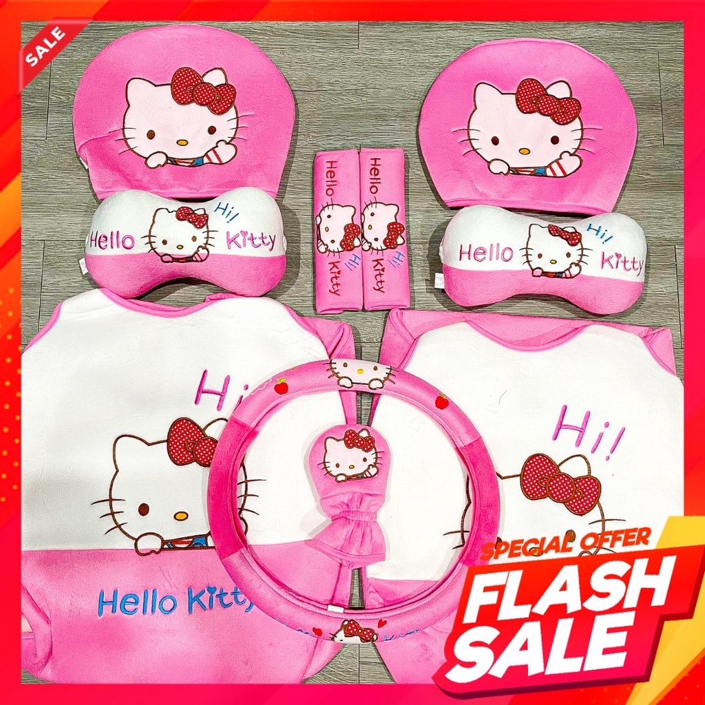 ❤️️ หุ้มเบาะรถยนต์ ลายคิตตี้ *สีชมพูตัดขาว ❤️️ งานผ้ากำมะหยี่ปักลาย สวยมาก ( แจ้งรุ่นรถก่อนกดสั่ง ) - รูปที่ 2