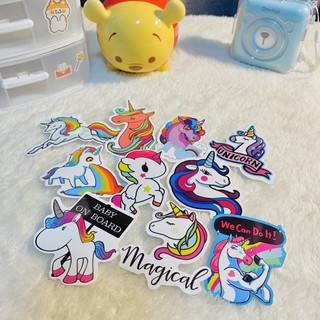 Stichker อเนกประสงค์กันน้ำ สติ๊กเกอร์คละลาย Unicorn 10 แผ่น