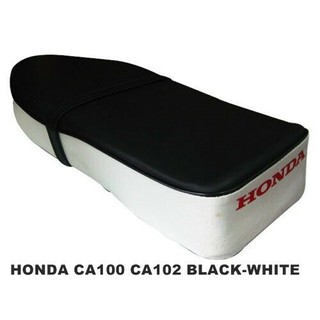 HONDA CA100 CA102 CD105 C50 C100 C102 DOUBLE SEAT COMPLETE "BLACK" &amp; "WHITE" // เบาะรถ หนังพีวีซี สีดำ แถบข้างสีขาว