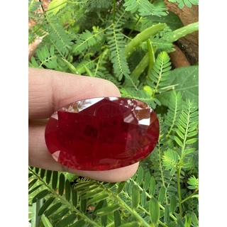 สีแดง Synthetic RED BURMA RUBY OVAL SHAPE 15x 20 mm- pair (1 pcs)25 carats ทับทิม พม่าเทียม 25 กะรัต