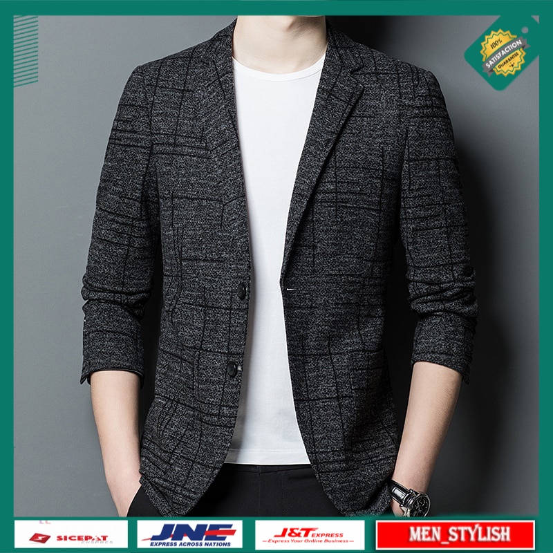 เสื้อลําลองผู้ชาย Premium Blazerผู้ชายแฟชั่นเสื้อลําลองผู้ชายชุดแต่งงานเดี่ยวSlim Blazerชุดราตรีอย่า