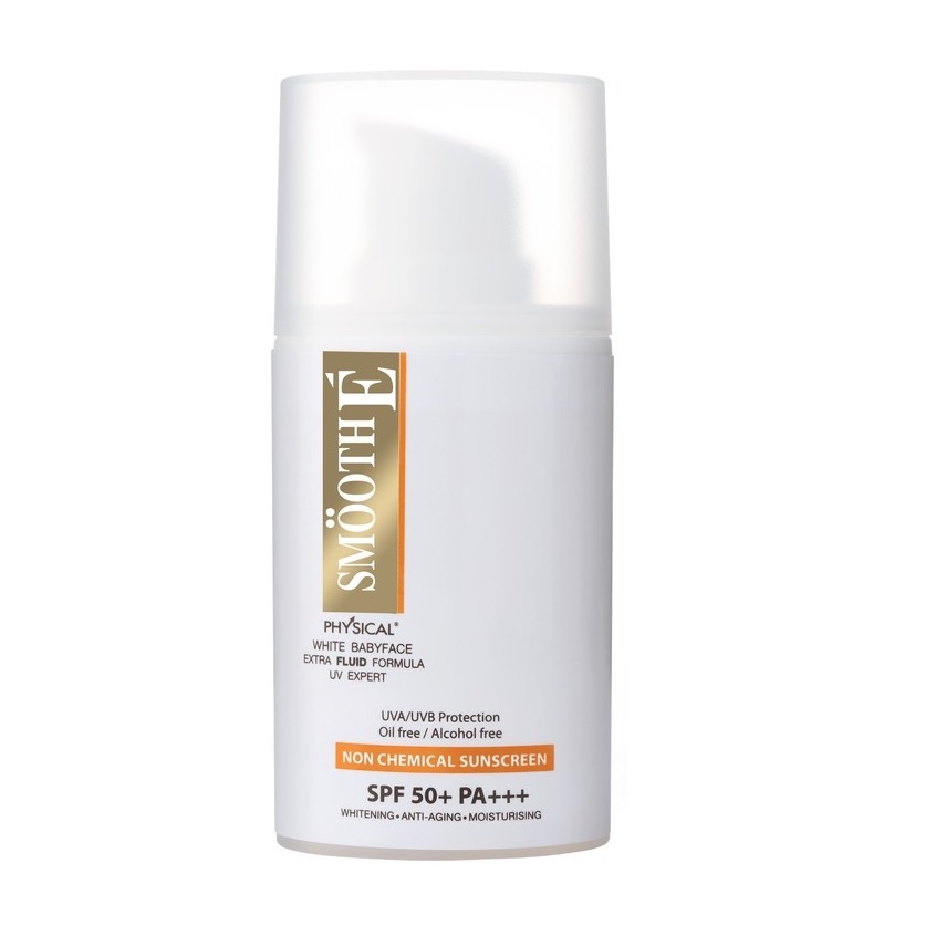 Smooth E Physical White Extra Fluid SPF50+ PA+++ ครีมกันแดดเนื้อ Fluid สำหรับผิวมัน เป็นสิวง่าย ขนาด 20 กรัม 14564