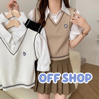 OFF SHOP พร้อมส่ง (OFF-03015-1) เสื้อไหมพรม 2ชั้น เชิตด้านในกั๊กไหมพรม ติดกันเกาหลีมาก -C