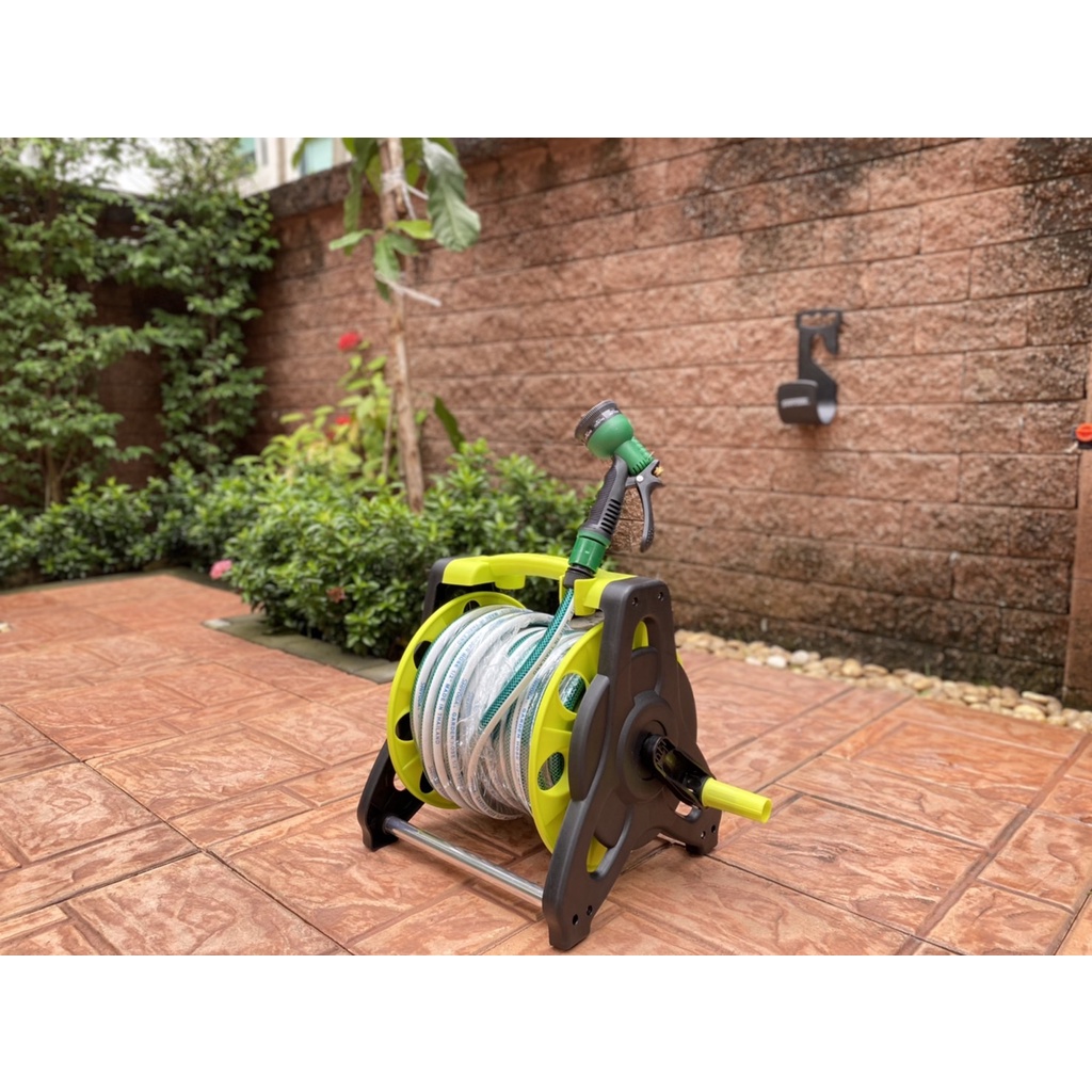 สายยางรดน้ำต้นไม้ใยเชือก ยาว 20 เมตร พร้อมล้อเก็บสายยาง BlACK and GReen โรลสายยาง - รูปที่ 5