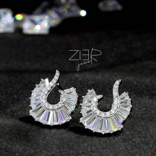 ต่างหูเงินแท้ 925 ประดับพลอยCZ Earring Silver 925 With Cubic Zirconia-(E26160032)