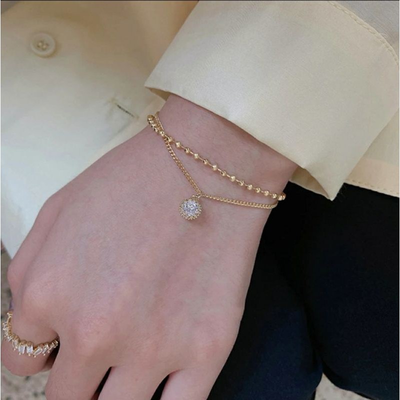 สร้อยข้อมือมินิมอล 2 เลเยอร์ • Gold Layered Minimal Bracelet