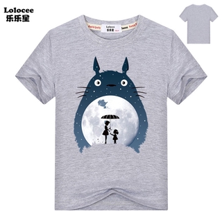 เสื้อยืดลําลองสําหรับเด็กผู้ชายผู้หญิงแขนสั้นพิมพ์ลาย Totoro