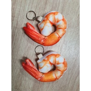 พวงกุญแจอาหาร กุ้งนึ่ง ทรงกลม ขนาด 13-14 ซม ของชำร่วย ของที่ระลึก ของแจกลูกค้า