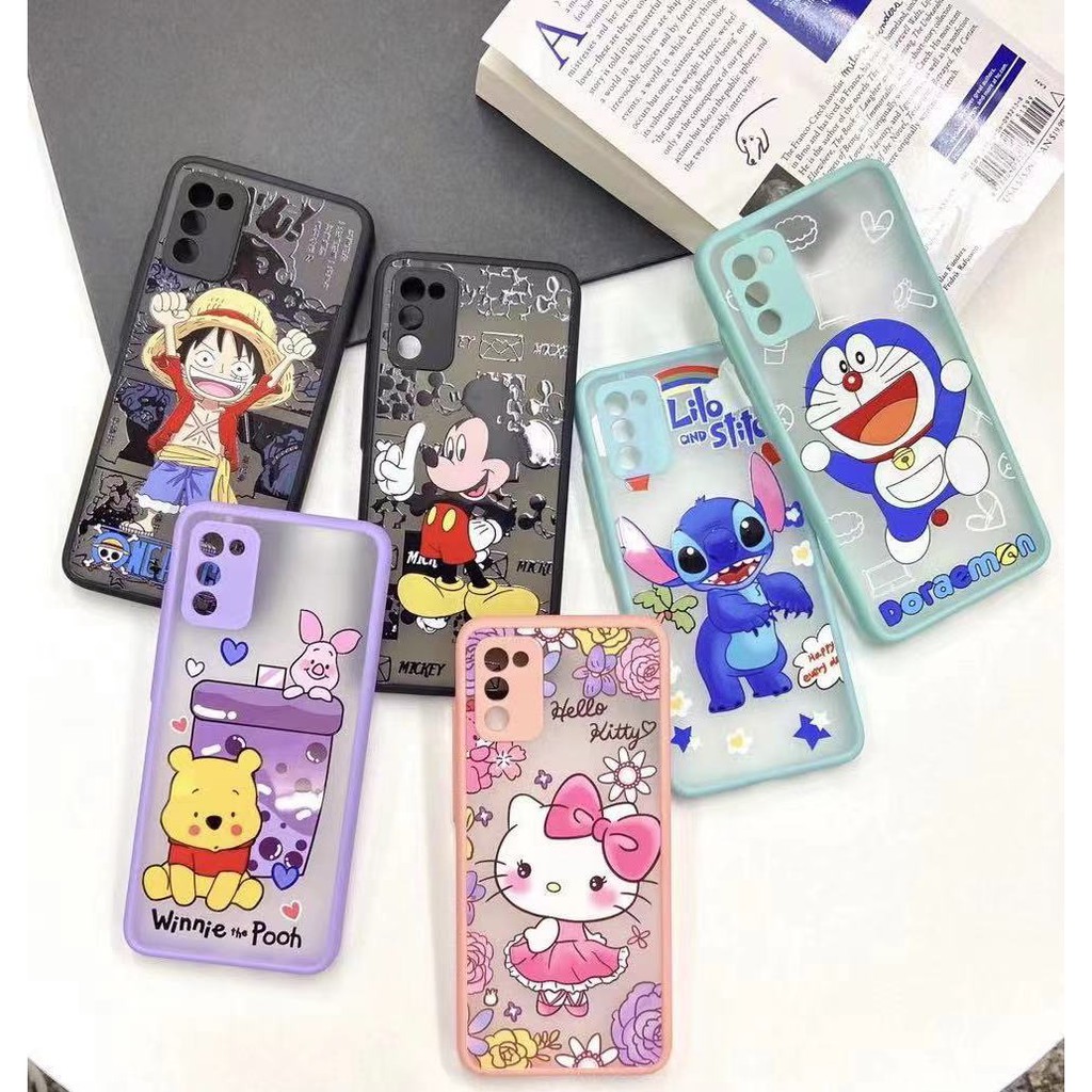 มาใหม่ เคสหลังกันกล้องสกรีนลายการ์ตูน เคสหลังแข็งโดเรม่อน วันพีชสำหรับรุ่น VIVO V9-V20Pro-V20