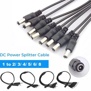 1 to 2/3/4/5/6/8 Way DC Power Splitter สายเคเบิ้ลสําหรับกล้องวงจรปิดอะแดปเตอร์เชื่อมต่อ Female Male Power Supply Wire 2.1x5.5มม.