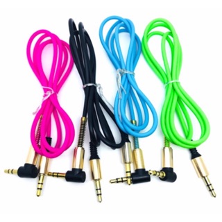 สายเคเบิลAUX Audio Stereo สายAUXหัวงอ ขนาด3.5mm ยาว1เมตร สีฟ้า