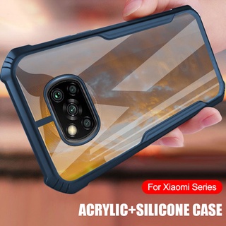 เคสใสกันกระแทก Casing Silicon Bumper Transparent Acrylic Cover Xiaomi Mi 9T 10T Pro 12 11 Lite 11T 12T Poco X5 X3 NFC Redmi 10C A1