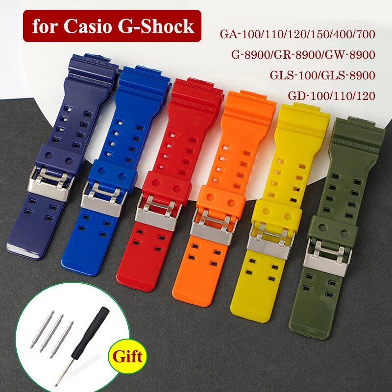 สายนาฬิกาข้อมือซิลิโคน แวววาว สําหรับ Casio G-shock GA110 GD100 gls-100 GW8900 ga-110 gls-100