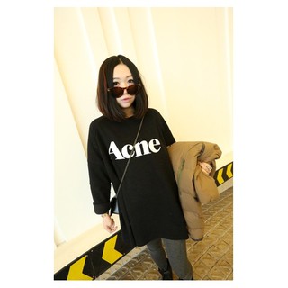 เสื้อแฟชั่น แขนยาว บุกันหนาว ลาย Acne สีดำ