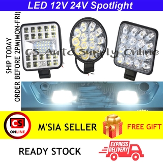 ไฟสปอตไลท์ LED ขนาดเล็ก 3 นิ้ว 12V 24V ไฟตัดหมอกรถยนต์ ทรงกลม สี่เหลี่ยม สว่าง ทํางานโคมไฟ สีขาว Aksesori Lori Truck Treler