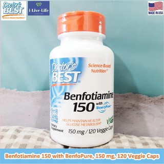 เบนโฟติเอมีน Benfotiamine 150 with BenfoPure, 150 mg, 120 Veggie Caps - Doctors Best