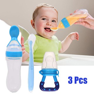 3pcs Baby Food Feeder Kit Infant Fruit Feeder Pacifier Teething Toy Feeding Spoons