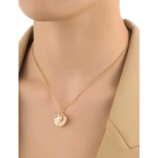 สร้อยคอแฟชั่น สร้อยคอจี้หอยเชลล์  Shell Pendent Necklace ส่งจากไทย