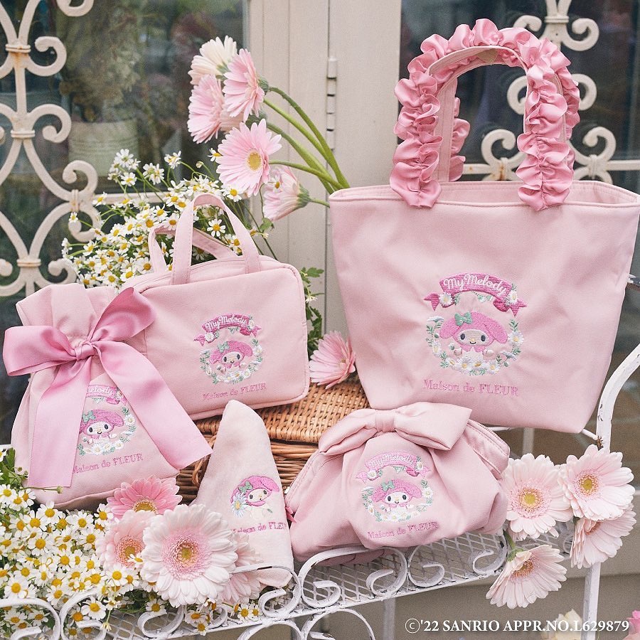 【 Maison De FLEUR 】กระเป๋าถือ ลูกไม้ มายเมโลดี้ ญี่ปุ่น / กระเป๋าเครื่องสําอาง สําหรับผู้หญิง