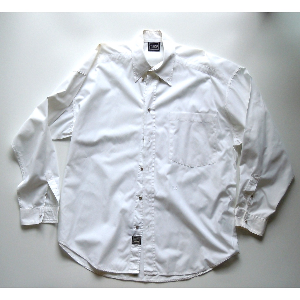 เสื้อเชิ้ตแบรนด์เนมมือสอง Versace Jeans Couture Men’s Shirt สีขาว L Made in Italy