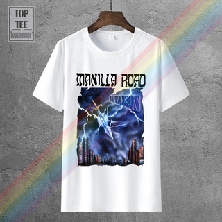 [S-5XL]เสื้อยืด ผ้าฝ้าย 100% พิมพ์ลายอัลบั้ม Manilla Road Invasion 1980 สีดํา LHZY