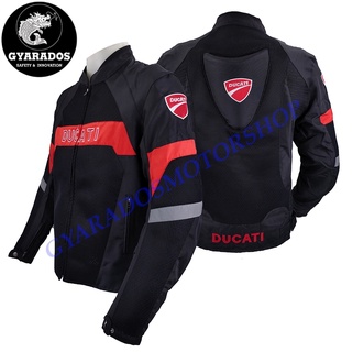 เสื้อการ์ด เสื้อการ์ดมอเตอร์ไซค์ Ducati ผ้าคอร์ดูร่าผสมผ้าตาข่ายระบายอากาศ มีโหนกหลัง