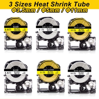 La-4wba5 LA-4YBA5 (SU5S SU5Y SU7Y SU11Y) เทปหดความร้อน Φ3.5 มม. 5 มม. 11 มม. สีขาว เหลือง สําหรับเครื่องพิมพ์ฉลาก Epson LW-300 LW-400 LW-600P LW-700 900P KingJim