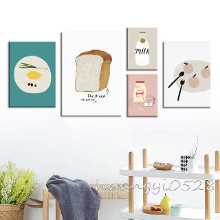 Wall Hanging Kitchen Decoration Milk Bread Canvas Painting Poster Nordic Style Living Room Layout Frameless