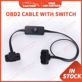 มีสินค้า สายเคเบิลต่อขยาย OBD2 พร้อมสวิตช์ตรวจจับความผิดพลาด OBD 16pin สําหรับรถยนต์