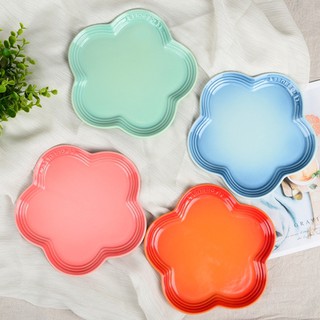 Cool color Lecreuset flower plate French gradient candy color plate high temperature glaze under colorful fruit plate ho