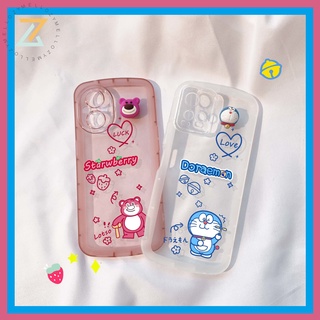 Zymello เคส OPPO A57 2022 A15 A16 A12 A5 A53 A54 A74 5G A7 A5S A93 5G A76 A94 5G A96 F7 F9 F11 Pro A16K A16E A15S A92 A5 2020 เคสโทรศัพท์มือถือหมี 3D สีชมพูน่ารักสีชมพู