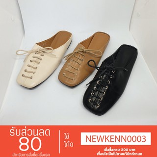 (พร้อมส่ง ของหมดไวมาก) รองเท้าแตะ แบบสวม สวัสดุหนังนิ่ม #923-2